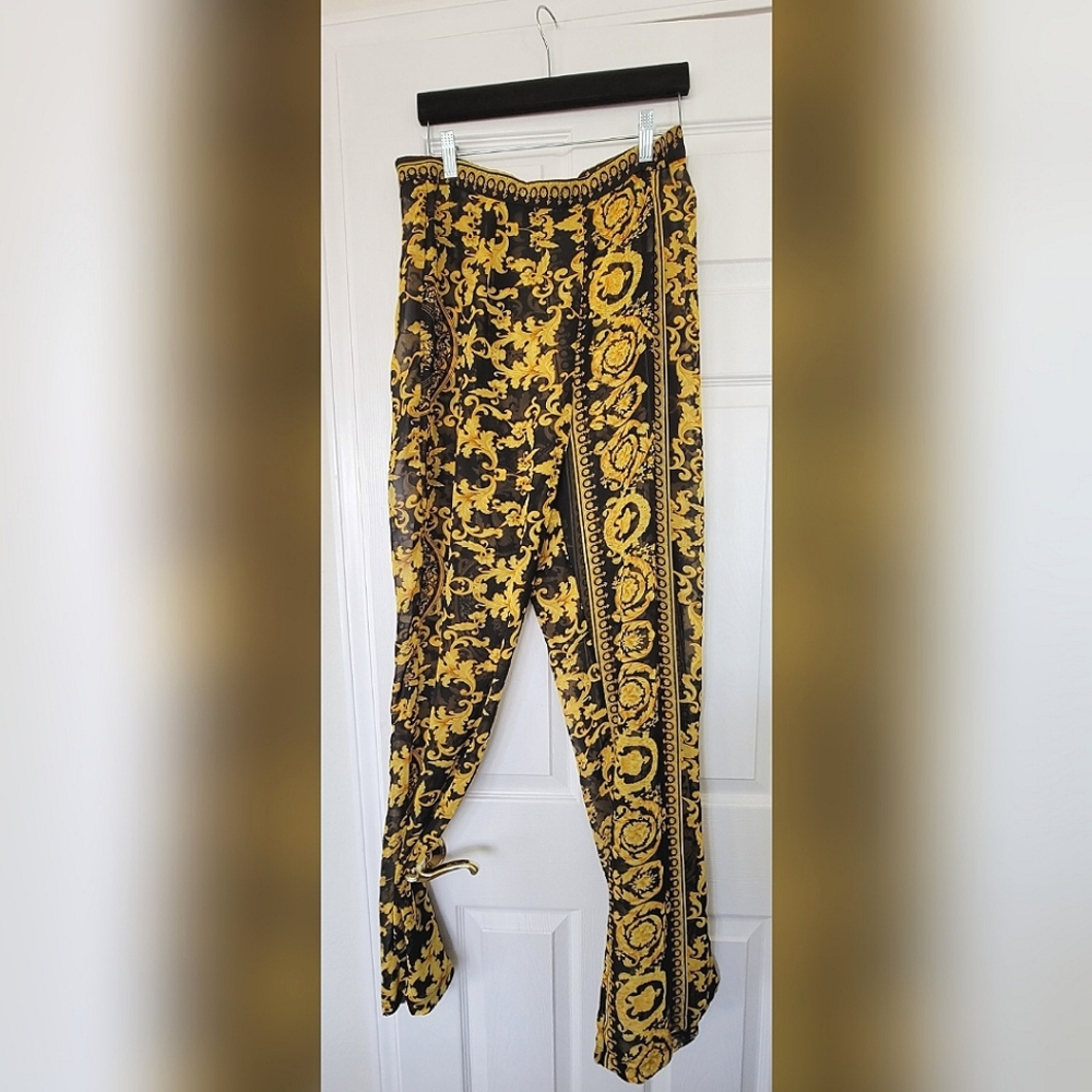 Sheer Black & Gold High Waist Resort Pants